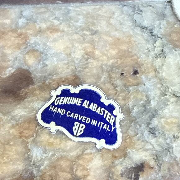 Vintage Genuine Alabaster Marble Hinge Jewelry Trinket Box Italy Gold Brass - Picture 9 of 9